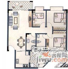 台湾花园3室2厅2卫100㎡户型图