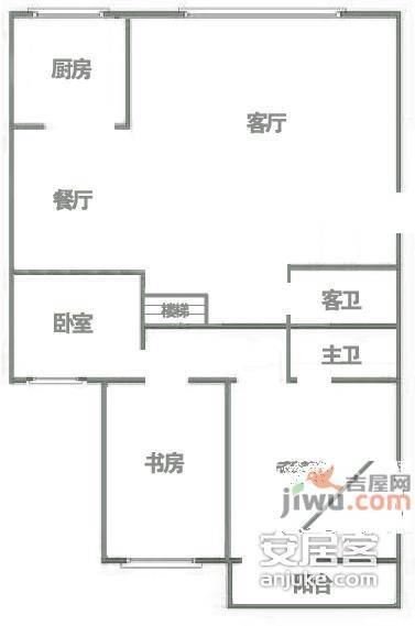 台湾花园3室2厅2卫100㎡户型图