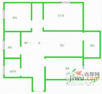 台湾花园3室2厅1卫97㎡户型图