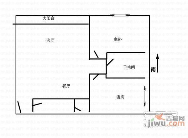 逸心苑2室2厅1卫60㎡户型图