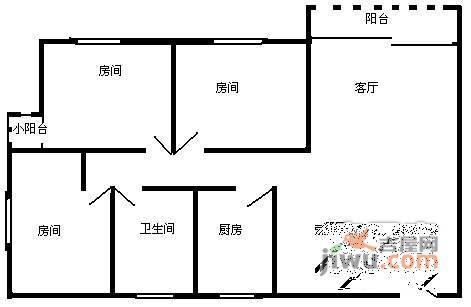 龙景花园3室2厅1卫户型图