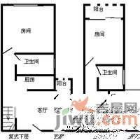 华清园安业花园3室2厅2卫75㎡户型图