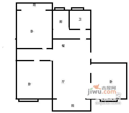 文星花园3室2厅1卫户型图