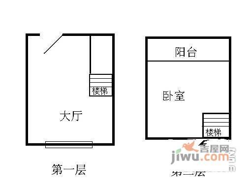 水云间1室1厅1卫56㎡户型图