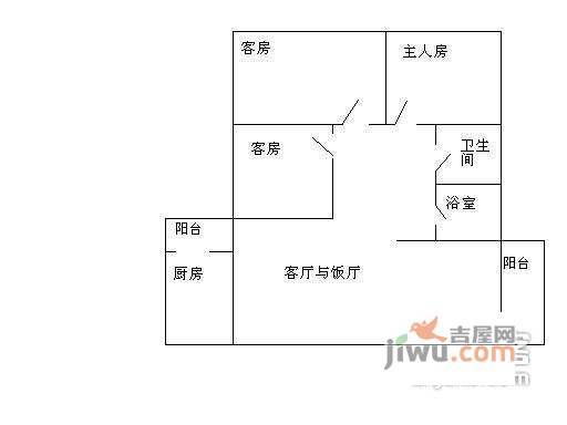 山泉小区3室2厅1卫89㎡户型图