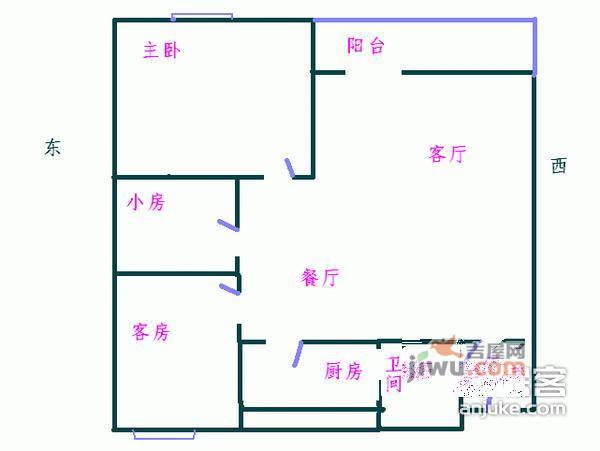 海山居3室2厅1卫129㎡户型图