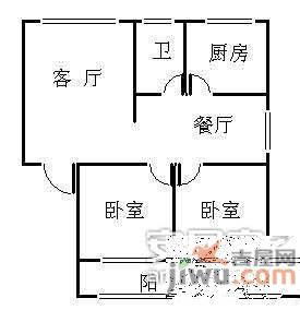 科苑学里2室2厅1卫86㎡户型图