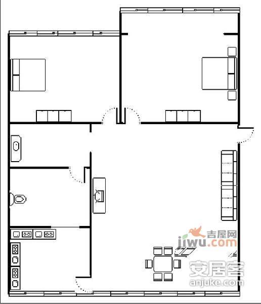 科苑学里2室2厅1卫86㎡户型图