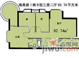 登良花园3室2厅1卫90㎡户型图