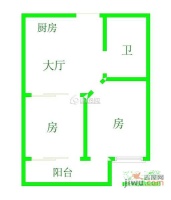 文竹园2室1厅1卫61㎡户型图