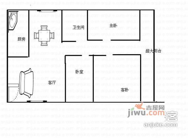 怡海广场3室2厅1卫112㎡户型图