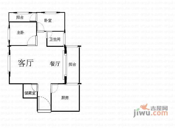 怡海广场2室2厅1卫89㎡户型图