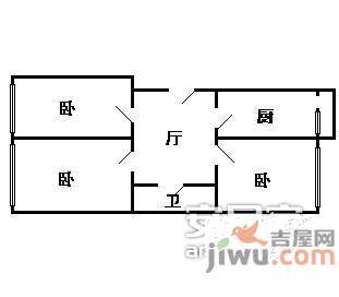 紫竹园3室1厅1卫64㎡户型图