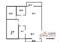 群贤花园3室2厅1卫85㎡户型图