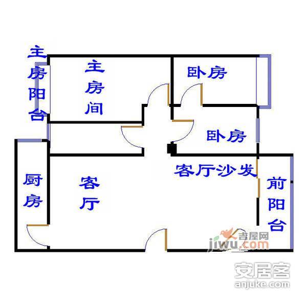 云中阁3室2厅1卫86㎡户型图