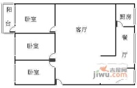33区商住楼3室2厅1卫84㎡户型图