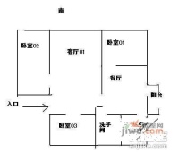 福田大厦3室1厅1卫户型图