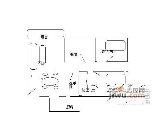 蓝色海月居3室2厅2卫93㎡户型图