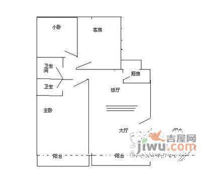 蓝色海月居3室2厅2卫93㎡户型图