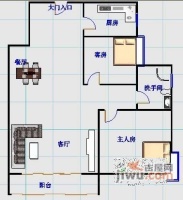 鹿鸣园3室2厅1卫124㎡户型图