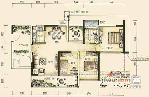 诗宁大厦3室2厅2卫100㎡户型图