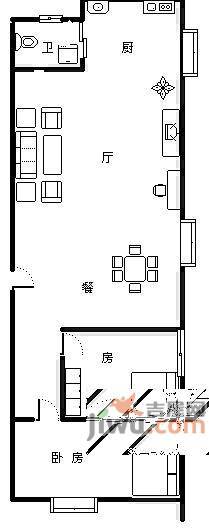 东梅公寓2室2厅1卫户型图