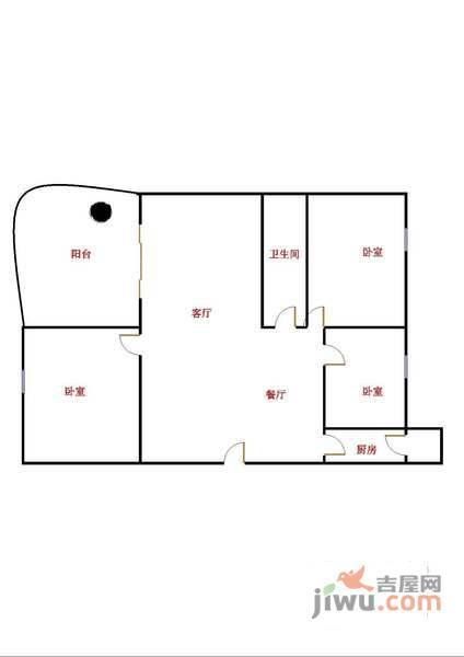 祥祺花园3室2厅2卫93㎡户型图