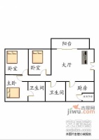 南水花园2室2厅1卫74㎡户型图