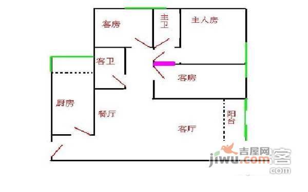 皇庭居3室2厅2卫90㎡户型图