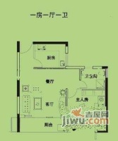 银泉花园1室1厅1卫50㎡户型图