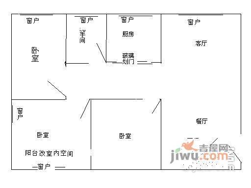 鹏湾花园一村3室1厅1卫户型图