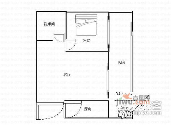 金港盛世华庭1室1厅1卫41㎡户型图