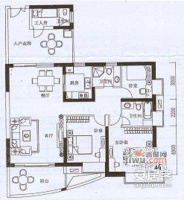 淘金山3室2厅3卫151㎡户型图