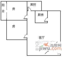 香蜜新村2室1厅1卫67㎡户型图
