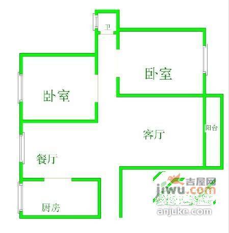 绿景蓝湾半岛2室2厅1卫84㎡户型图