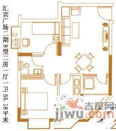 汇宾广场1室1厅1卫38㎡户型图