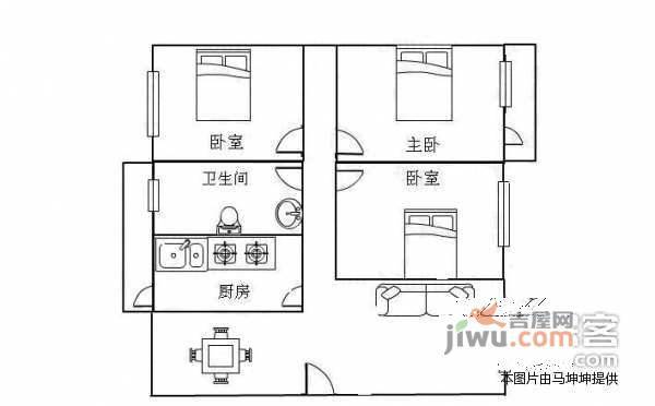 荔花村3室2厅1卫户型图