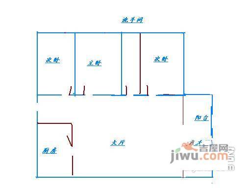 西湖花园3室2厅1卫114㎡户型图