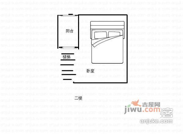 倚山时代雅居2室1厅1卫34㎡户型图