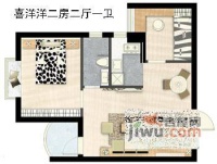 润恒大厦2室2厅1卫58㎡户型图