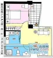 紫光名苑1室1厅1卫47㎡户型图