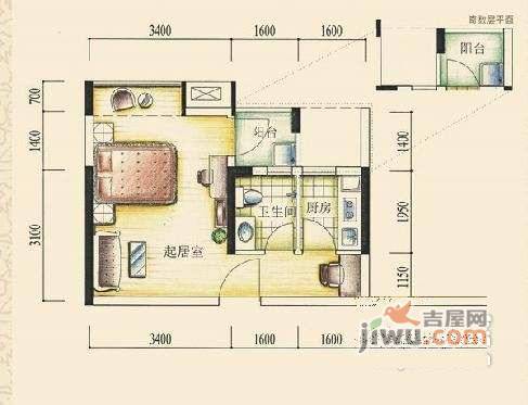 金水湾2室1厅1卫户型图