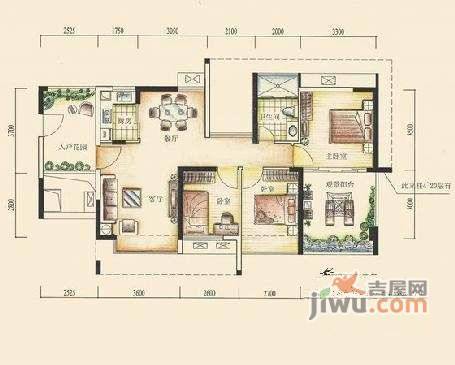 金水湾2室1厅1卫户型图