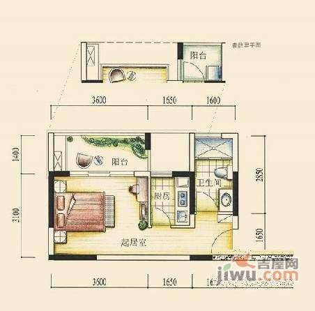 金水湾2室1厅1卫户型图