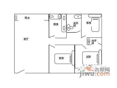 心怡花园3室2厅2卫102㎡户型图