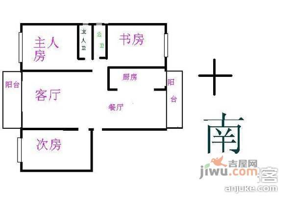 汇龙苑3室2厅2卫98㎡户型图