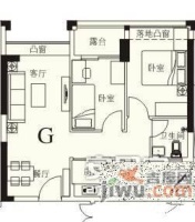 金地名轩2室2厅1卫78㎡户型图
