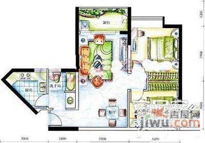 嘉宝田花园二期2室2厅1卫户型图