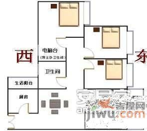 嘉宝田花园二期3室2厅1卫113㎡户型图