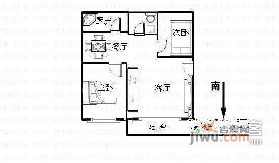 莲花北2室2厅1卫82㎡户型图